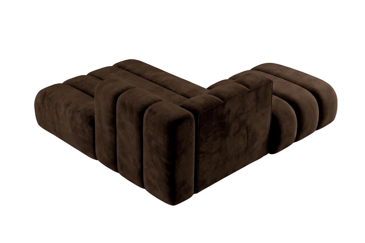 CHAISELONGUE Modulare Mit Hocker, Velvet-Stoff Riviera, Schokolade, Links, GRAND - Braun, Holz (204/179cm) - Kaiser Möbel