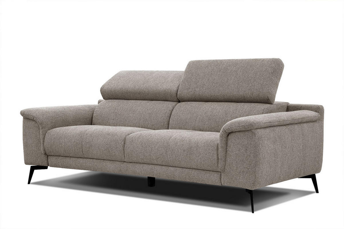 SOFA FIERO 3-Sitzer, taupe - Taupe/Schwarz, Holzwerkstoff/Textil (212/82/103cm) - Courtois Laville