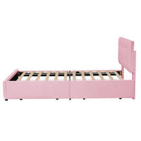 POLSTERBETT 90/200 cm mit Lattenrost, Rückenlehne und Schublade aus Samt, Pink - Pink, Textil (90/200cm) - Redom