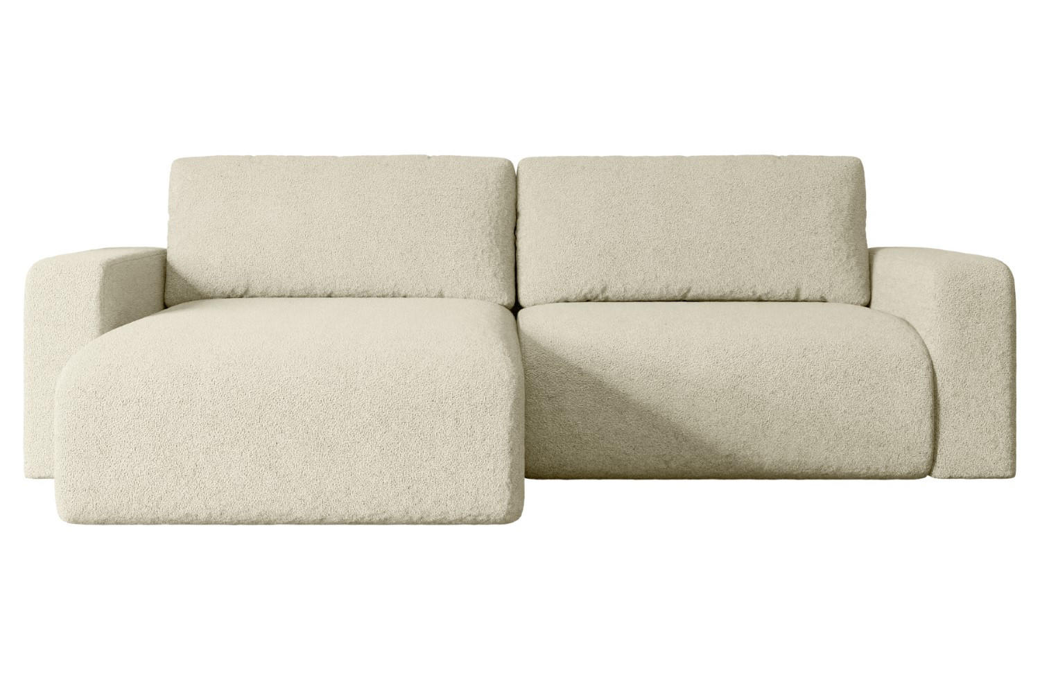 ECKSOFA mit Schlaffunktion und Bettkasten KLEEA-L - 247x143x83 cm Beige Bouclé - Beige/Schwarz, Holzwerkstoff/Kunststoff (247/143cm) - ALTDECOR