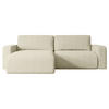 ECKSOFA mit Schlaffunktion und Bettkasten KLEEA-L - 247x143x83 cm Beige Bouclé - Beige/Schwarz, Holzwerkstoff/Kunststoff (247/143cm) - ALTDECOR