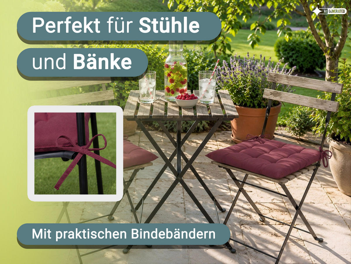 STUHLKISSEN, 4er-Set, 40x40 cm, Violett - Pflaume, Textil (40/40/3cm) - Zollner