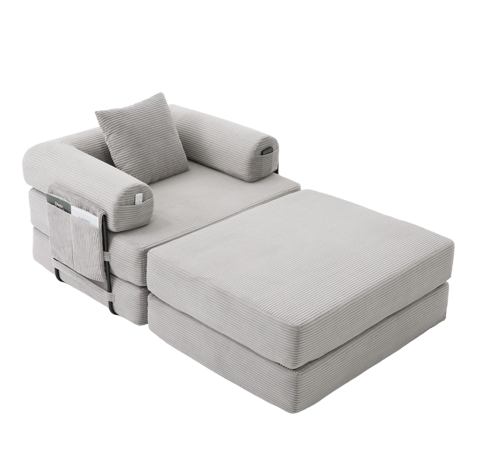 Redom Schlafsofa Hellgrau 112x67x190 cm