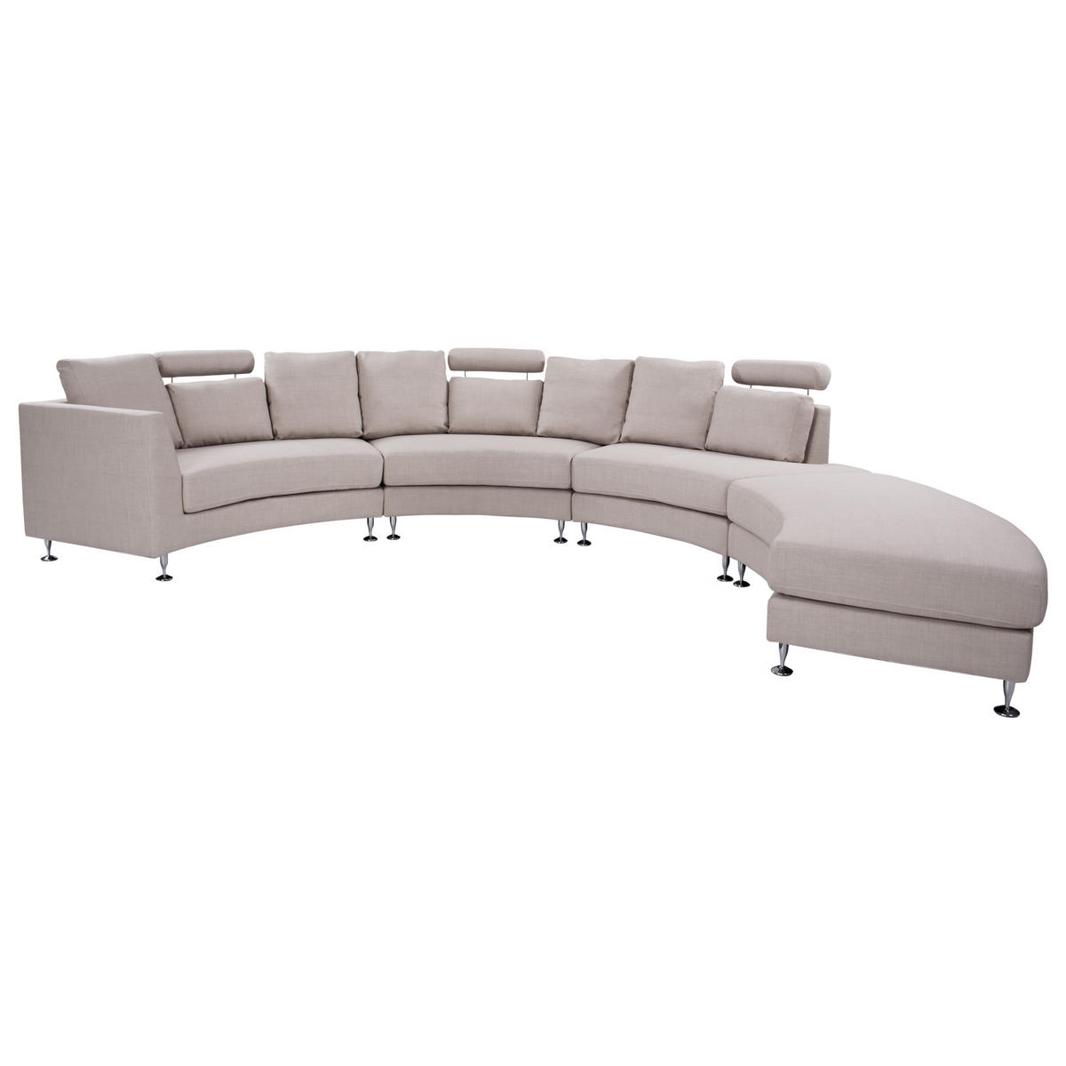 7-SITZER-SOFA mit Ottomane Polyester Beige Rotunde - Beige, Textil (448/76/236cm) - Beliani
