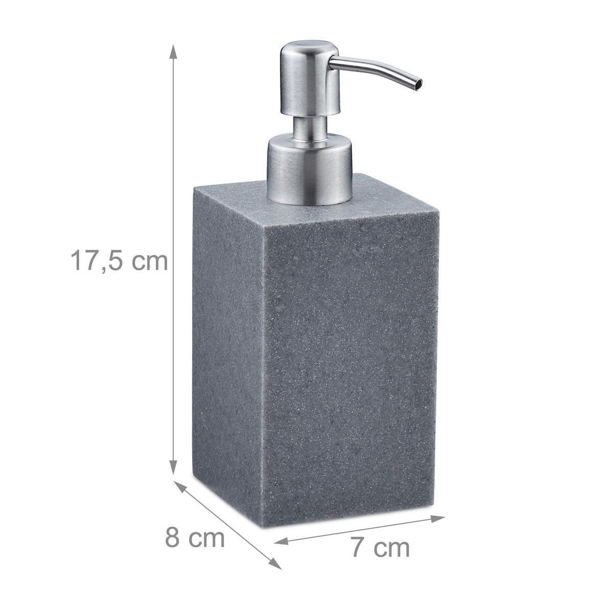 SEIFENSPENDER - Grau, Kunststoff/Metall (7/17.5/8cm) - Relaxdays