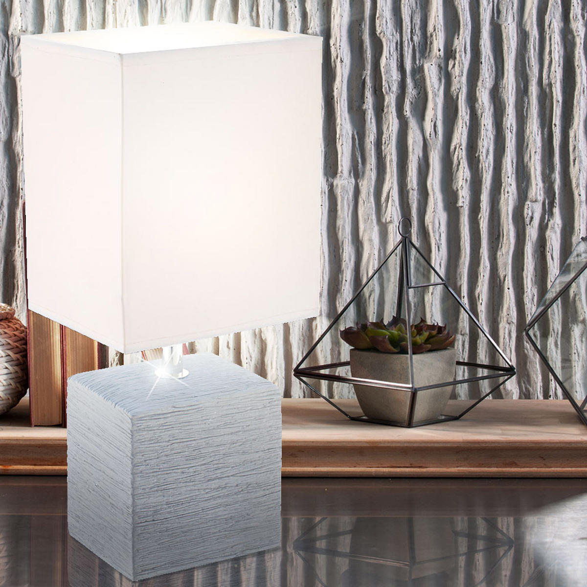 LED TISCHLEUCHTE Keramik Grau - Grau, Textil (13/11/29cm) - Globo Lighting