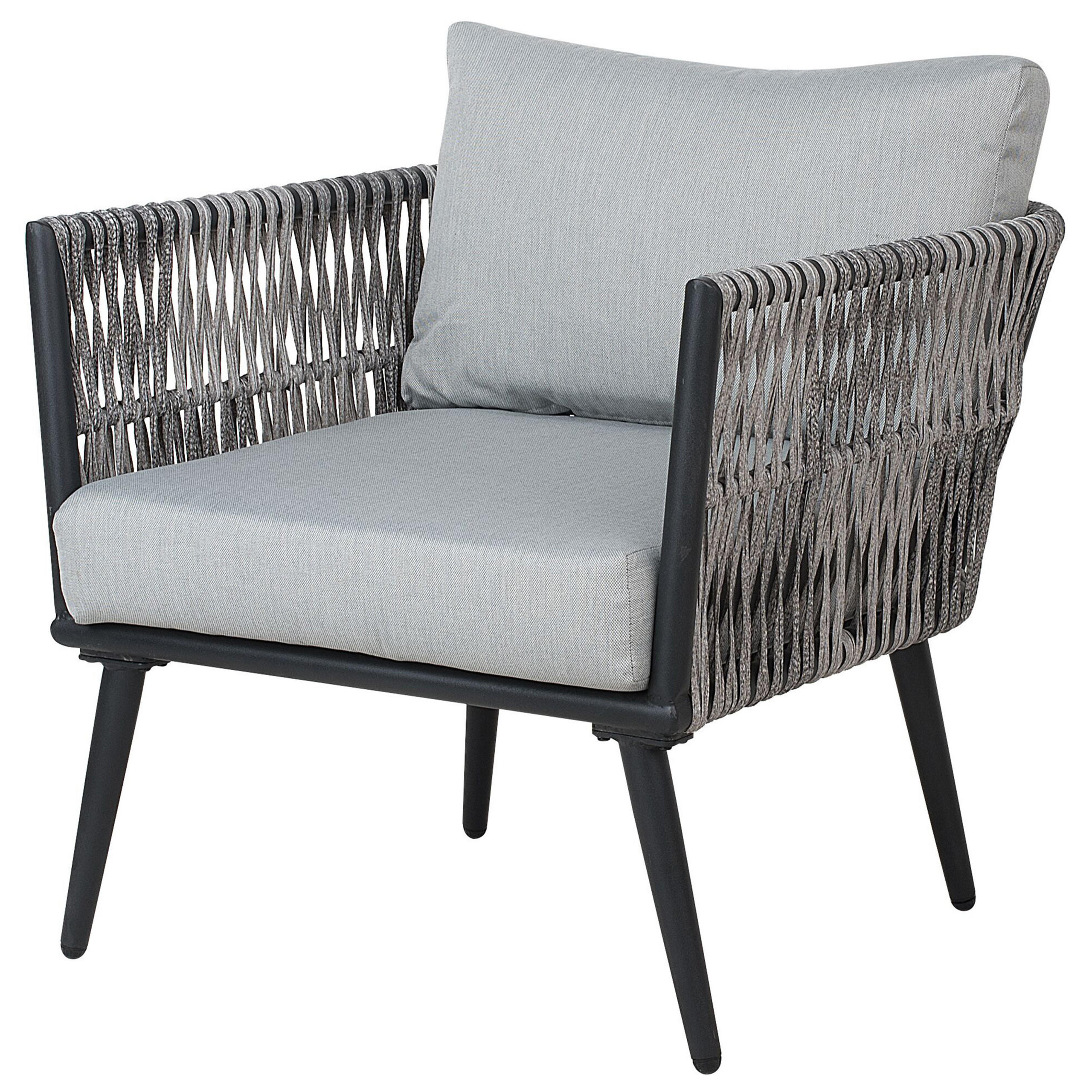 GARTENMÖBEL-SET 4-sitzer Rattan Grau Preveza - Grau, Kunststoff - Beliani