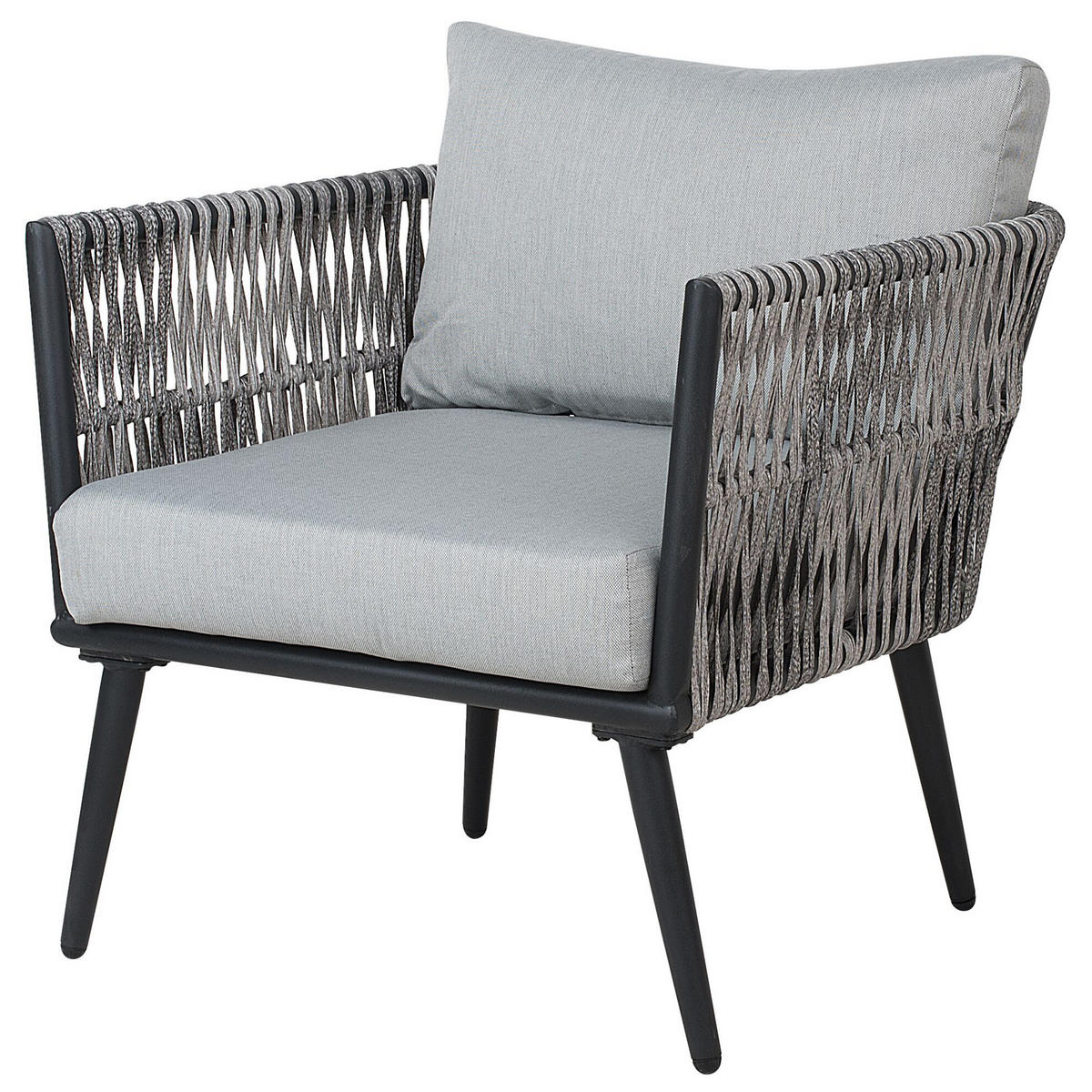 GARTENMÖBEL-SET 4-sitzer Rattan Grau Preveza - Grau, Kunststoff - Beliani