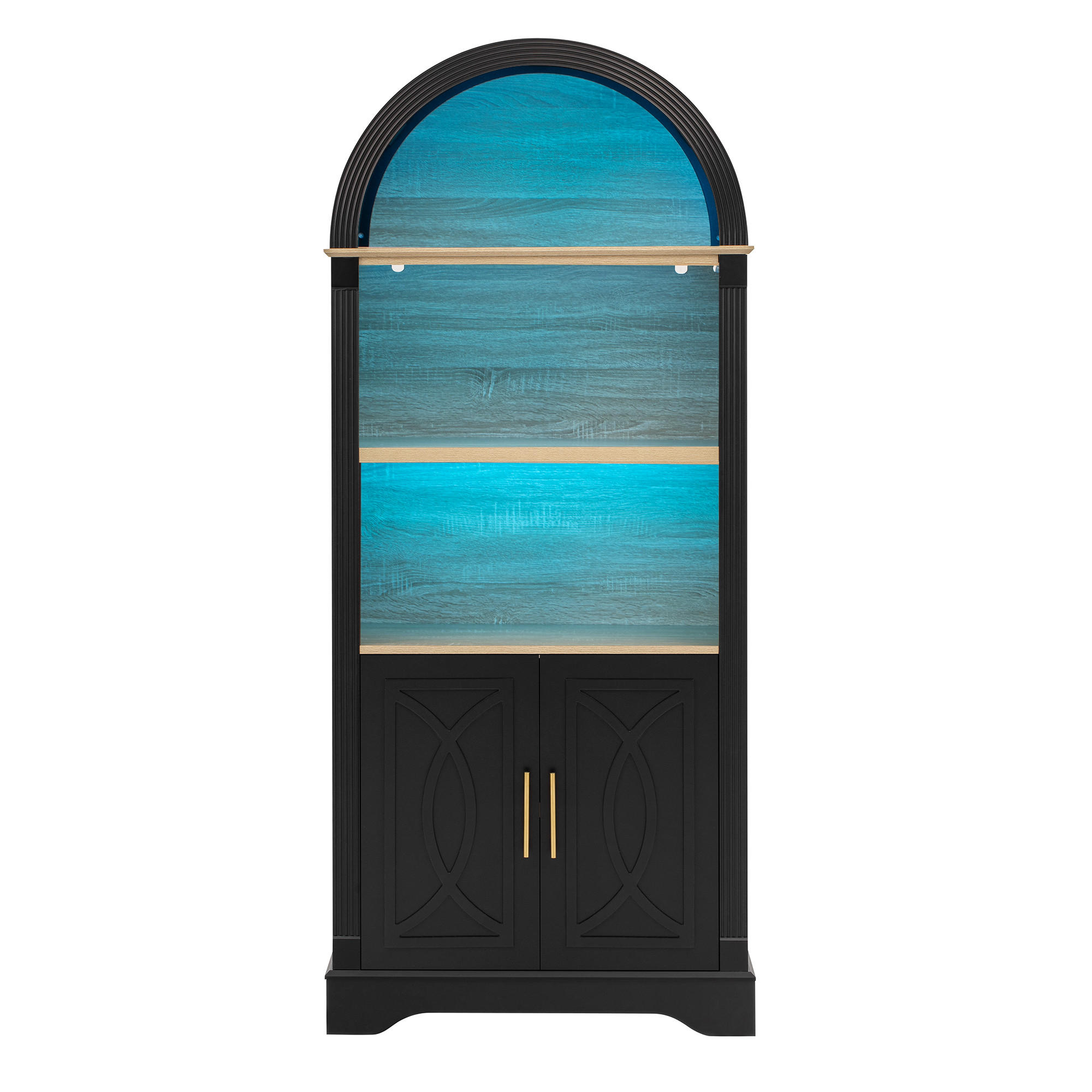 HIGHBOARD DE-38328 76/40/180 cm mit LED-Beleuchtung Schwarz - Schwarz, Holzwerkstoff (76.2/180/40cm) - ComfortXL