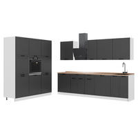 KUCHYNKA Fame-Line, Tmavo-sivá/biely, 460 cm, AP Oak - biela/tmavosivá, kompozitné drevo (460/206.8/60cm) - Vicco