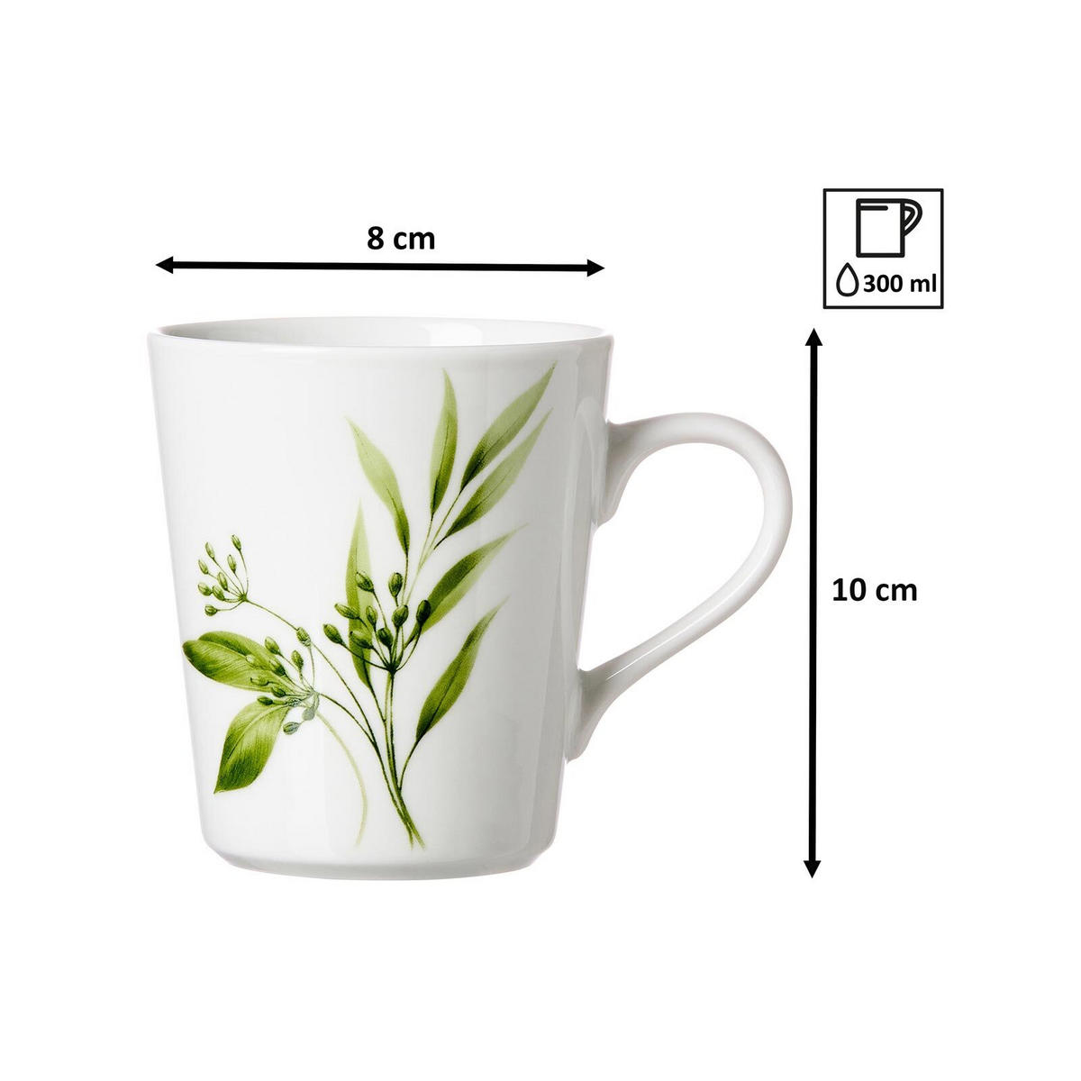 KAFFEEBECHER Evora weiß-grün 300 ml 6er Set - Weiß/Grün, Keramik (0.3L) - Ritzenhoff Breker
