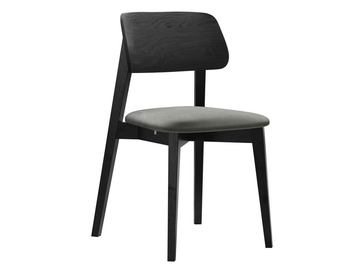 WOHNZIMMER STUHL KT63, Holzfarbe: Schwarz - Schwarz/Grau, Holz/Textil (47/80/49cm) - MIRJAN24