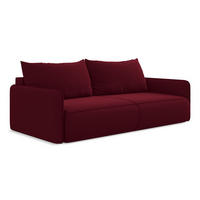 3-SITZER SOFA mit Schlaffunktion Samt Stoff Rot - Bordeaux/Rot, Kunststoff/Textil (216/86/105cm) - LaMiaSofa