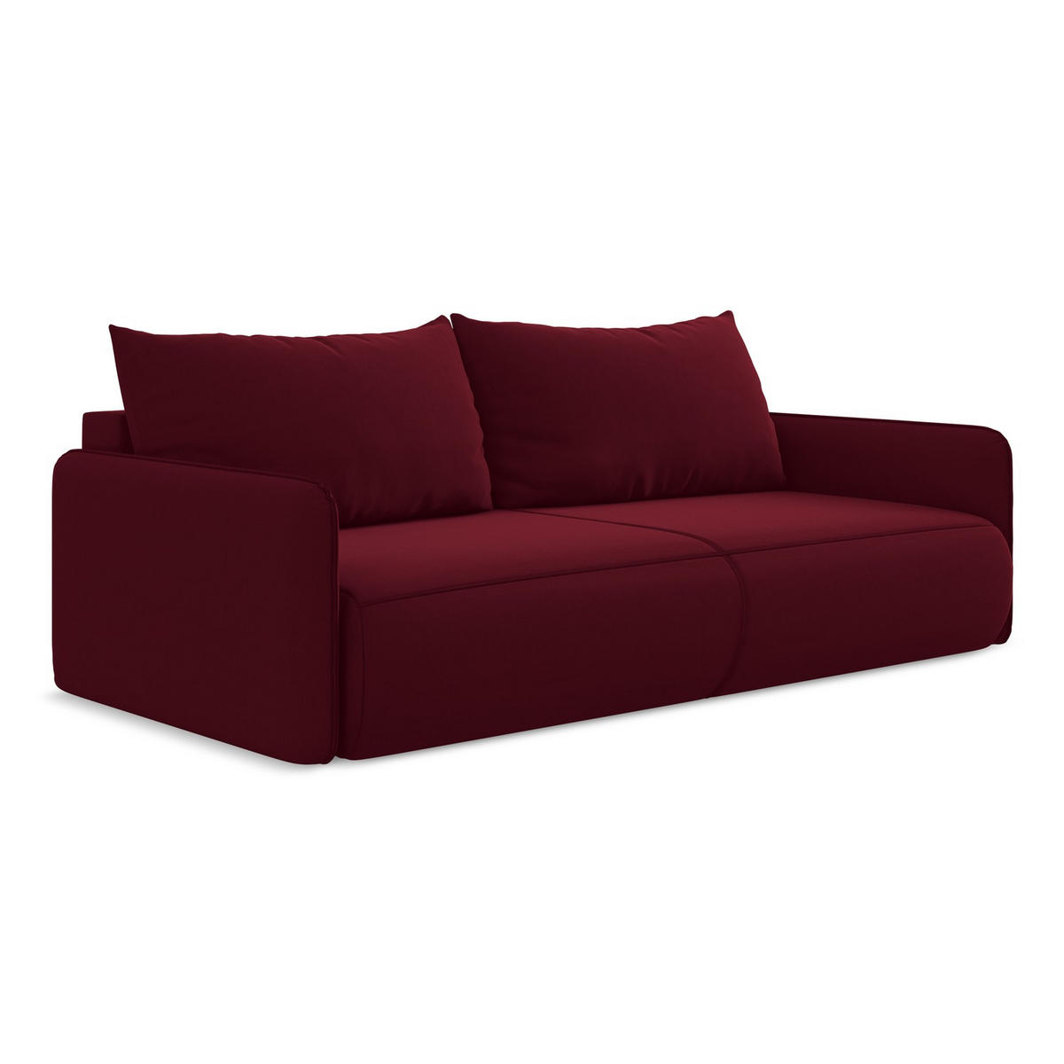 3-SITZER SOFA mit Schlaffunktion Samt Stoff Rot - Bordeaux/Rot, Kunststoff/Textil (216/86/105cm) - LaMiaSofa