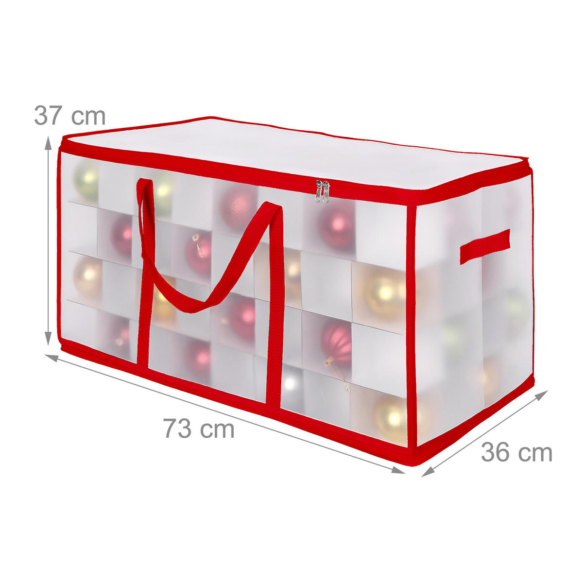 WEIHNACHTSKUGEL-AUFBEWAHRUNGSBOX - Rot, Wellpappe/Kunststoff (73/37/36cm) - Relaxdays