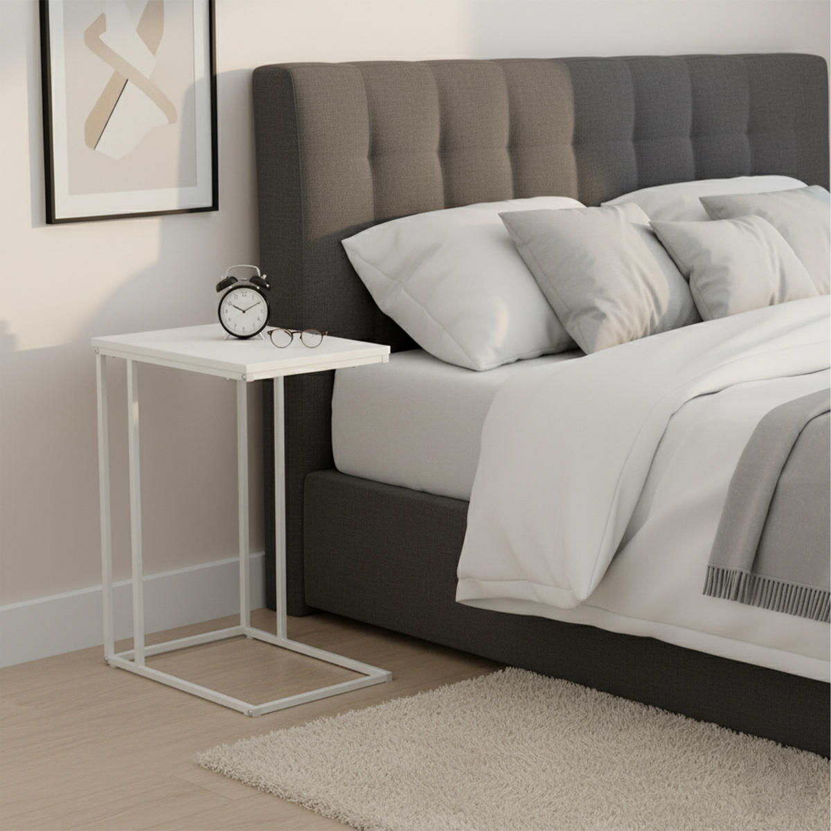 BEISTELLTISCH - Weiß, Holzwerkstoff/Metall (35/50/64cm) - Relaxdays