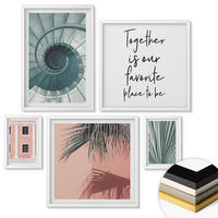 WANDBILDER 5er-Set - 50x50 cm & 20x30 cm & 40x60 cm Weißer Rahmen - Architektur-Pastellmuster - Weiß, Kunststoff (40/60cm) - ArtPrintCave
