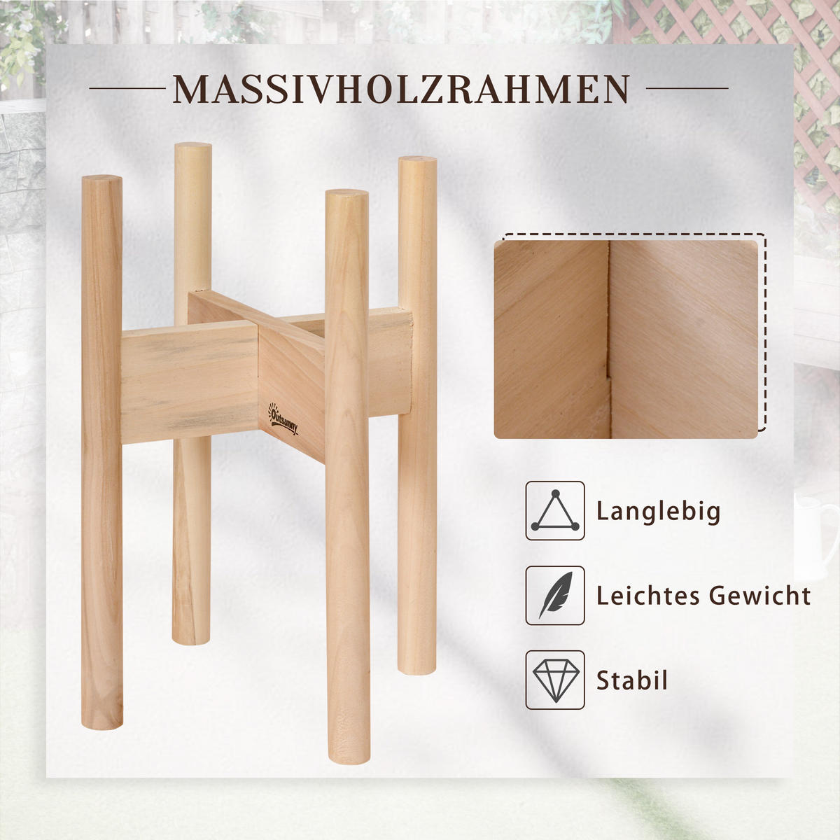 BLUMENSTÄNDER, Tannenholz, Naturholz - Naturfarben, Holz (24/35.4/24cm) - Outsunny