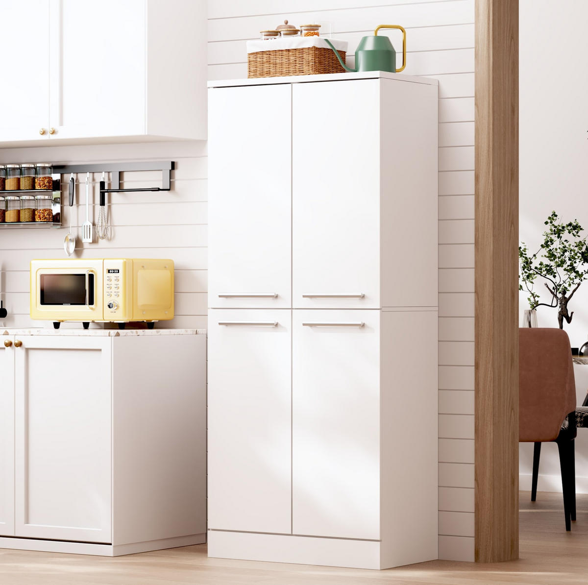 BUFFET 76/180/42 cm Hochglanz-Weiß aus MDF mit höhenverstellbaren Einlegeböden - Weiß, Holzwerkstoff (42/180/76cm) - OKMYHOME