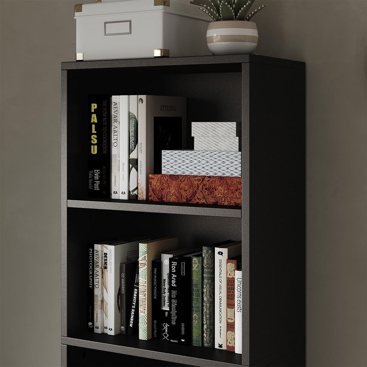 BÜCHERREGAL Bob Schwarz 40 x 132 cm mit 5 Fächern - Schwarz, Holzwerkstoff (40/132/24cm) - Vicco