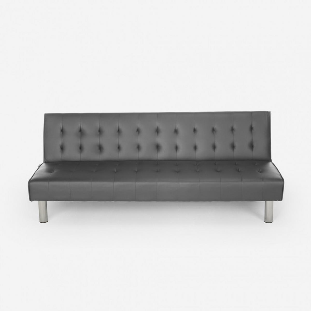 SOFABETT klappbar elly - Grau - Grau, Leder (180/70/64cm) - Pasmara