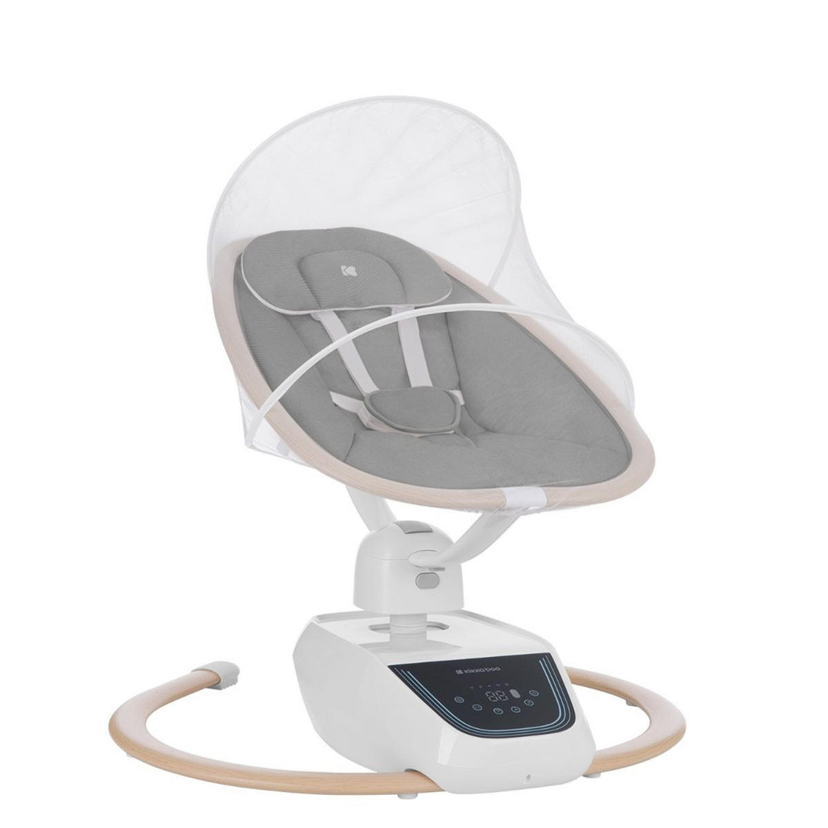 BABYWIPPE BeMoove grau Touchscreen, Fernbedienung, Moskitonetz, 5-Punkt-Gurt, 13 Melodien - Grau, Metall - Kikka boo