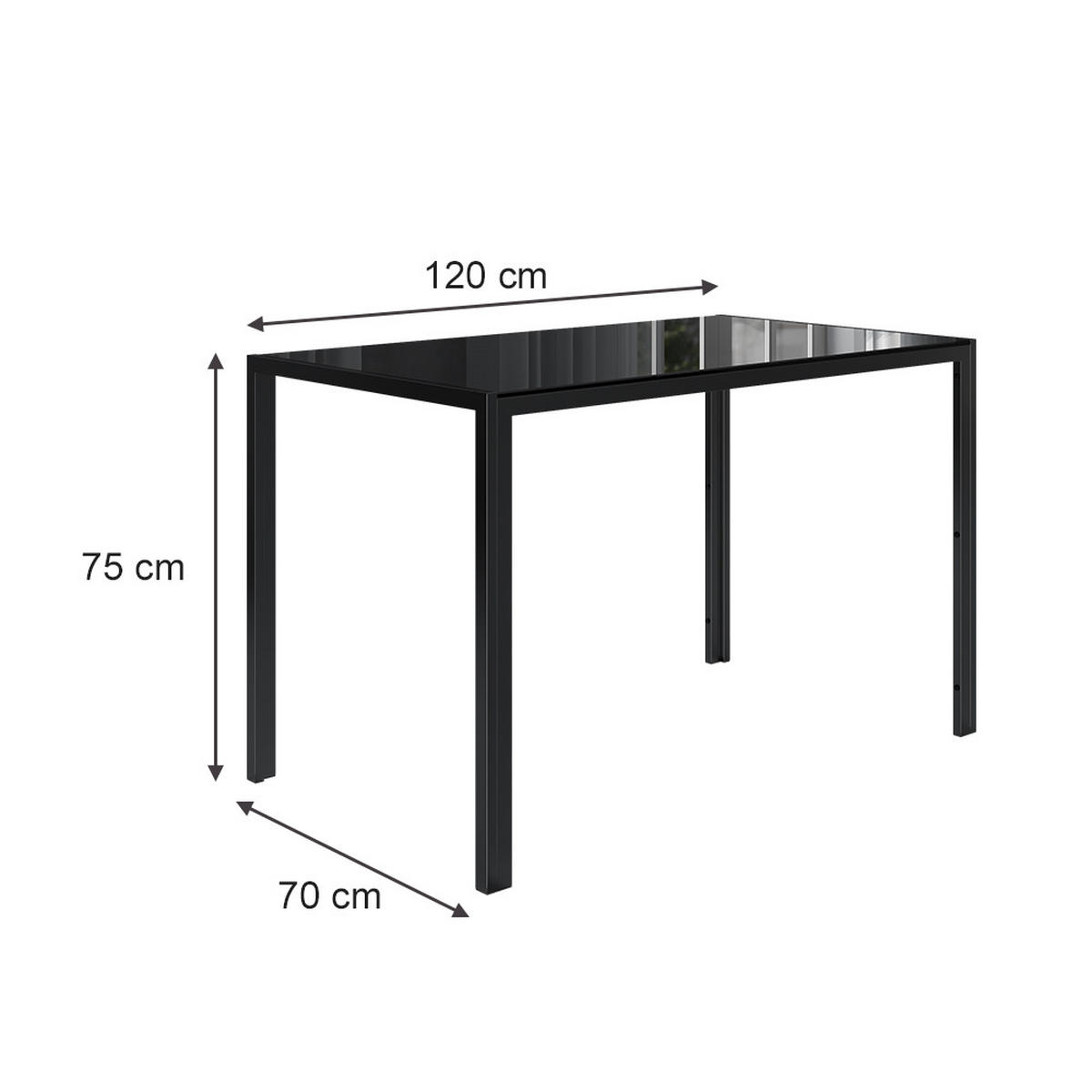 ESSTISCH Grand Schwarz 120 x 75 cm - Schwarz, Glas (70/120/75cm) - Vicco