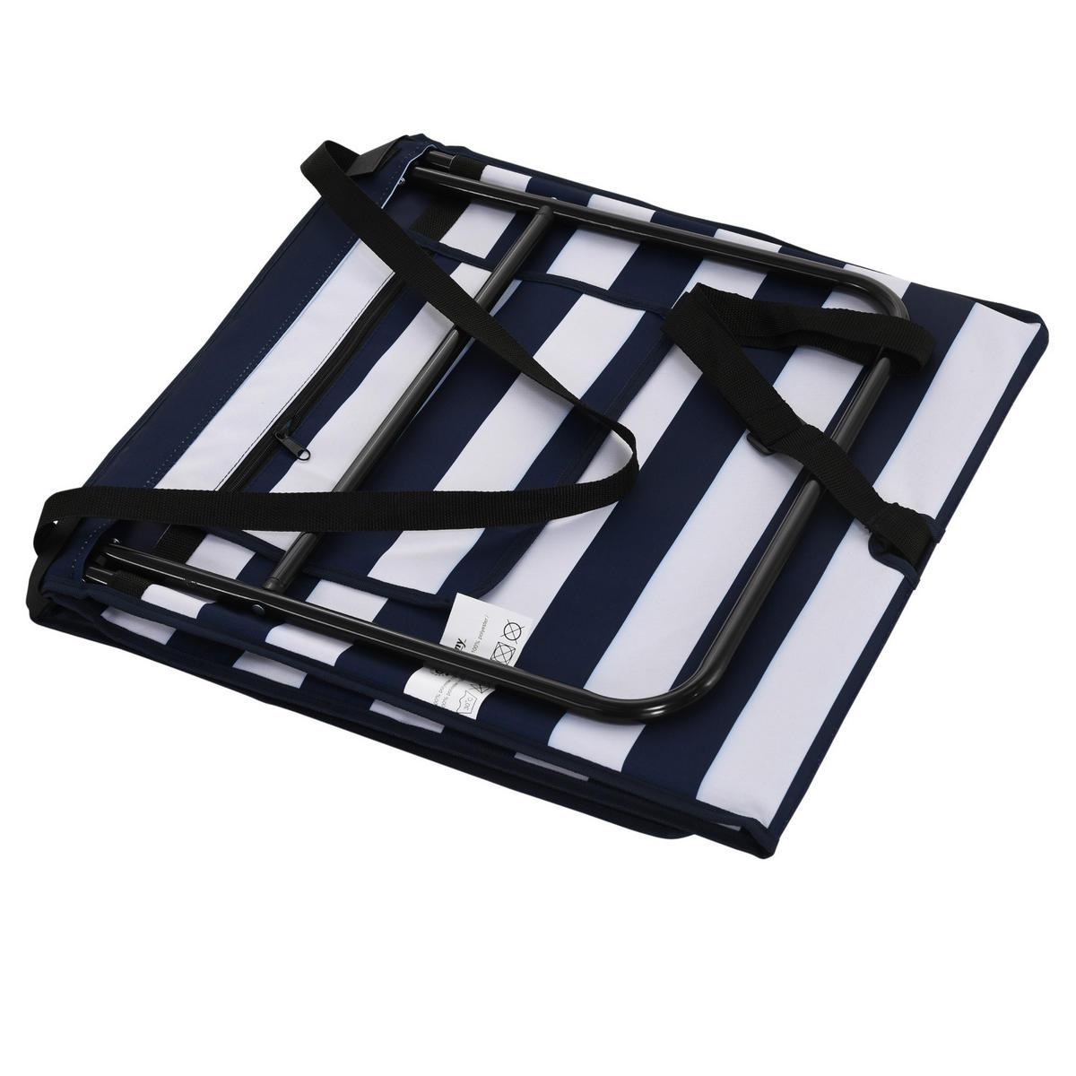 STRANDLIEGE, klappbar, verstellbare Rücklehne, Tragegurt, weiche Polsterung, Stahlrahmen, blau+weiß, 142x51x40cm - Blau, Metall (142/40/51cm)