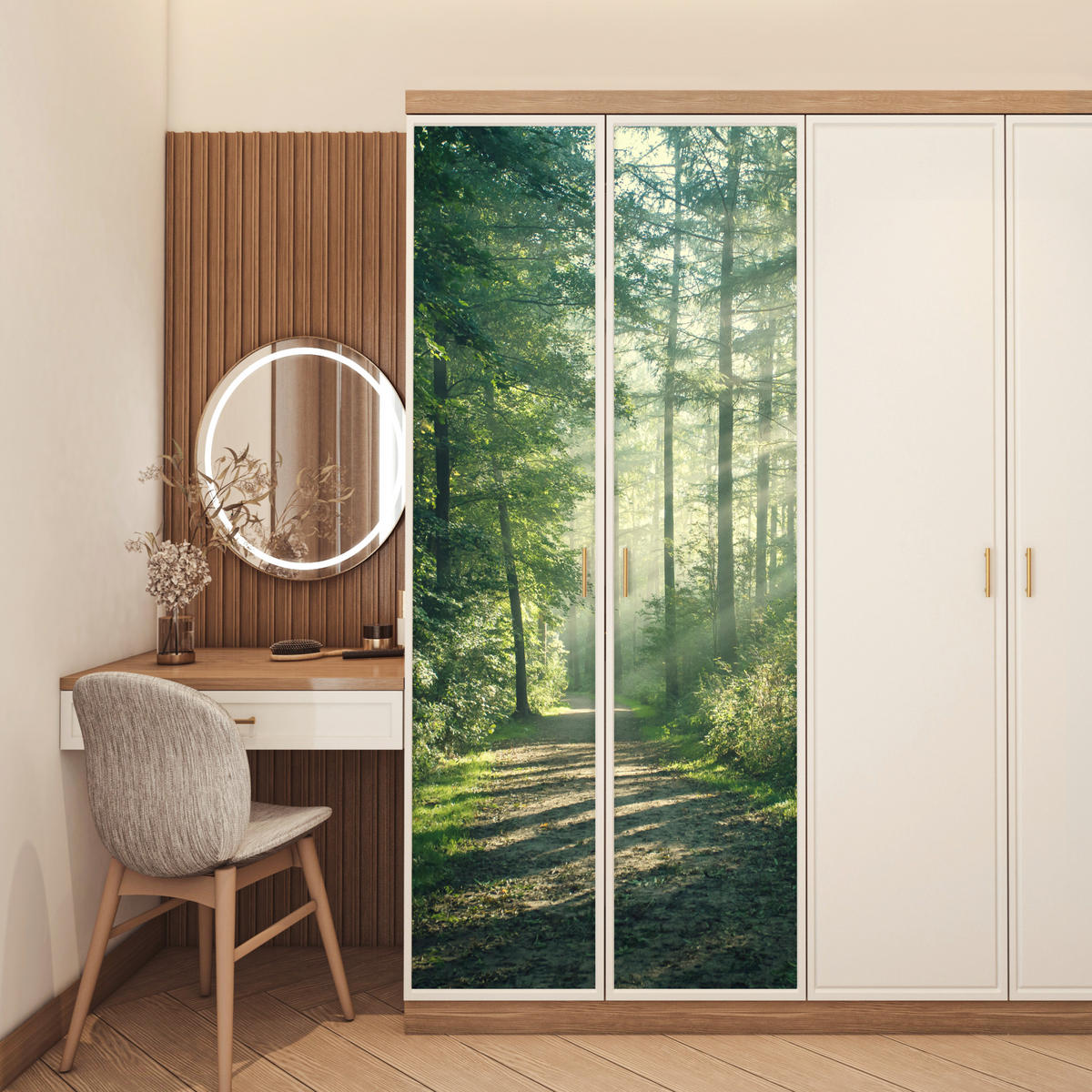 NALJEPNICA ZA VRATA Šuma 90x205 cm - šumsko zelena, plastika (90/0.1cm) - MuchoWow