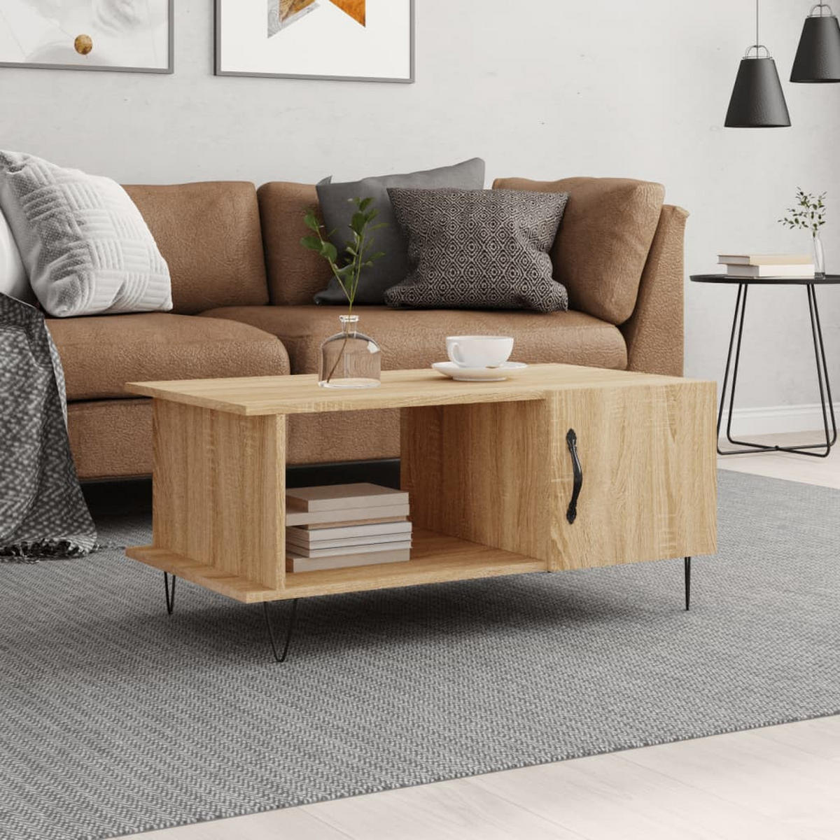 COUCHTISCH Sonoma-Eiche 90x50x40 cm Holzwerkstoff - Braun, Holzwerkstoff (90/50/40cm) - furnicato