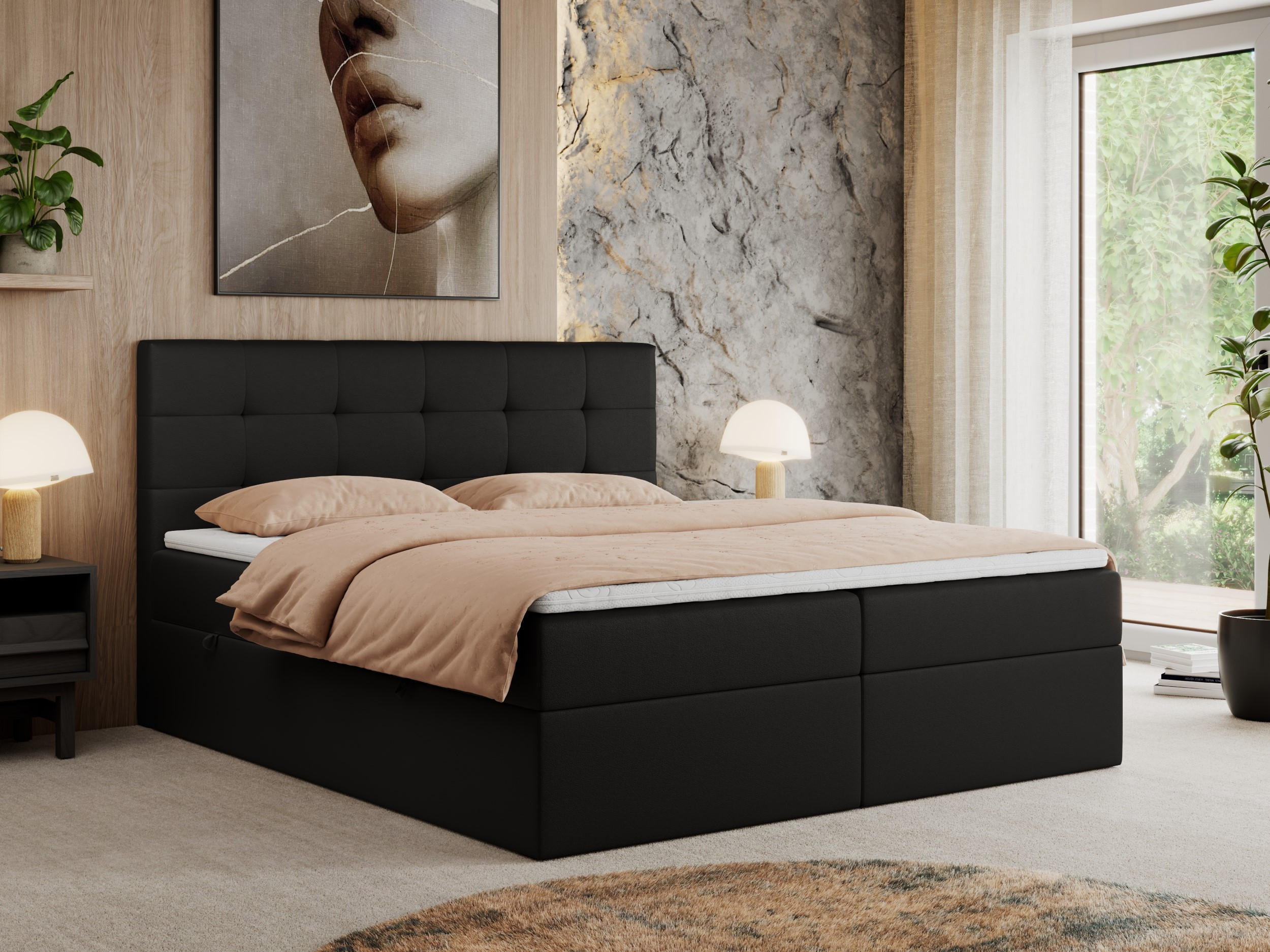 BOXBETT CENTO 120/200 Schwarz Kunstleder - H4 - Schwarz, Holz/Textil (120/200cm) - MKS