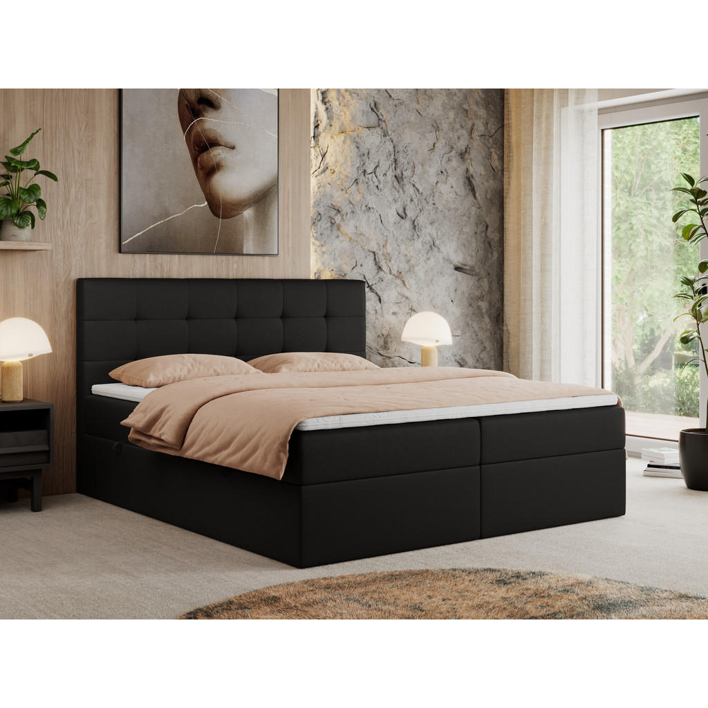 Thumbnail - MKS Boxbett, Schwarz, Textil, 1-Sitzer, H3, Rechteckig, 120x200 cm, Schlafzimmer, Betten, Boxspringbetten