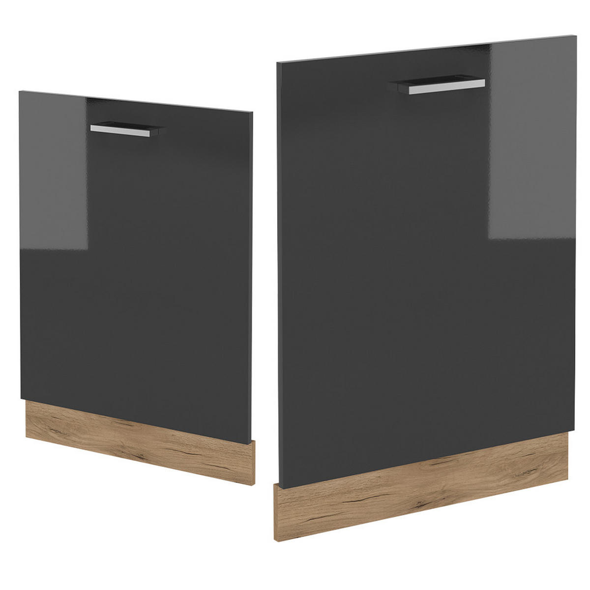 GESCHIRRSPÜLBLENDE R-Line Anthrazit Hochglanz 60 cm , AP Anthrazit - Honigeiche/Schwarz Hochglanz, Holzwerkstoff (60/81.8/1.6cm) - Vicco