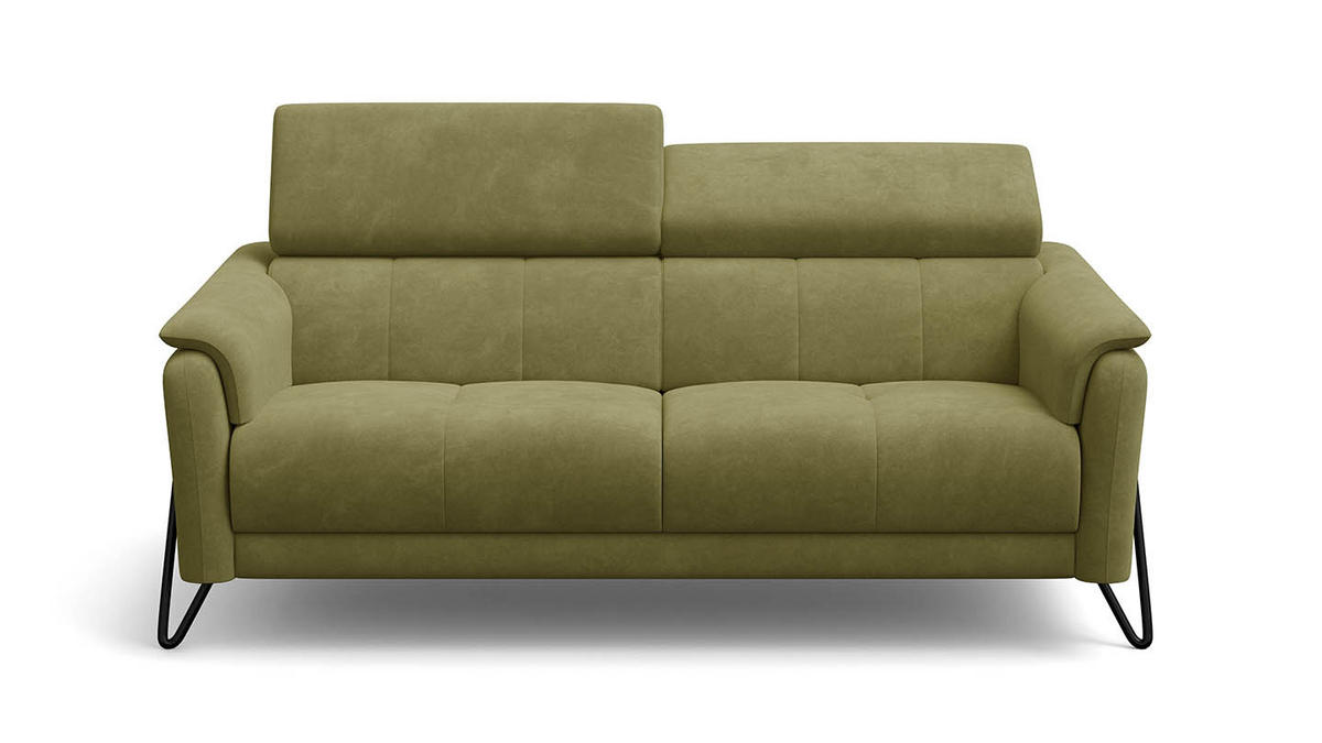 SOFA RODEN 3-Sitzer, olive, Veloursstoff - Grün, Holz/Textil (194/82/103cm) - Wozimo