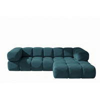 ECKSOFA L-FORM, Strukturierter Premiumstoff Sonic, Azurblau, Rechts, Averro - Blau, Holz (280/150cm) - Kaiser Möbel