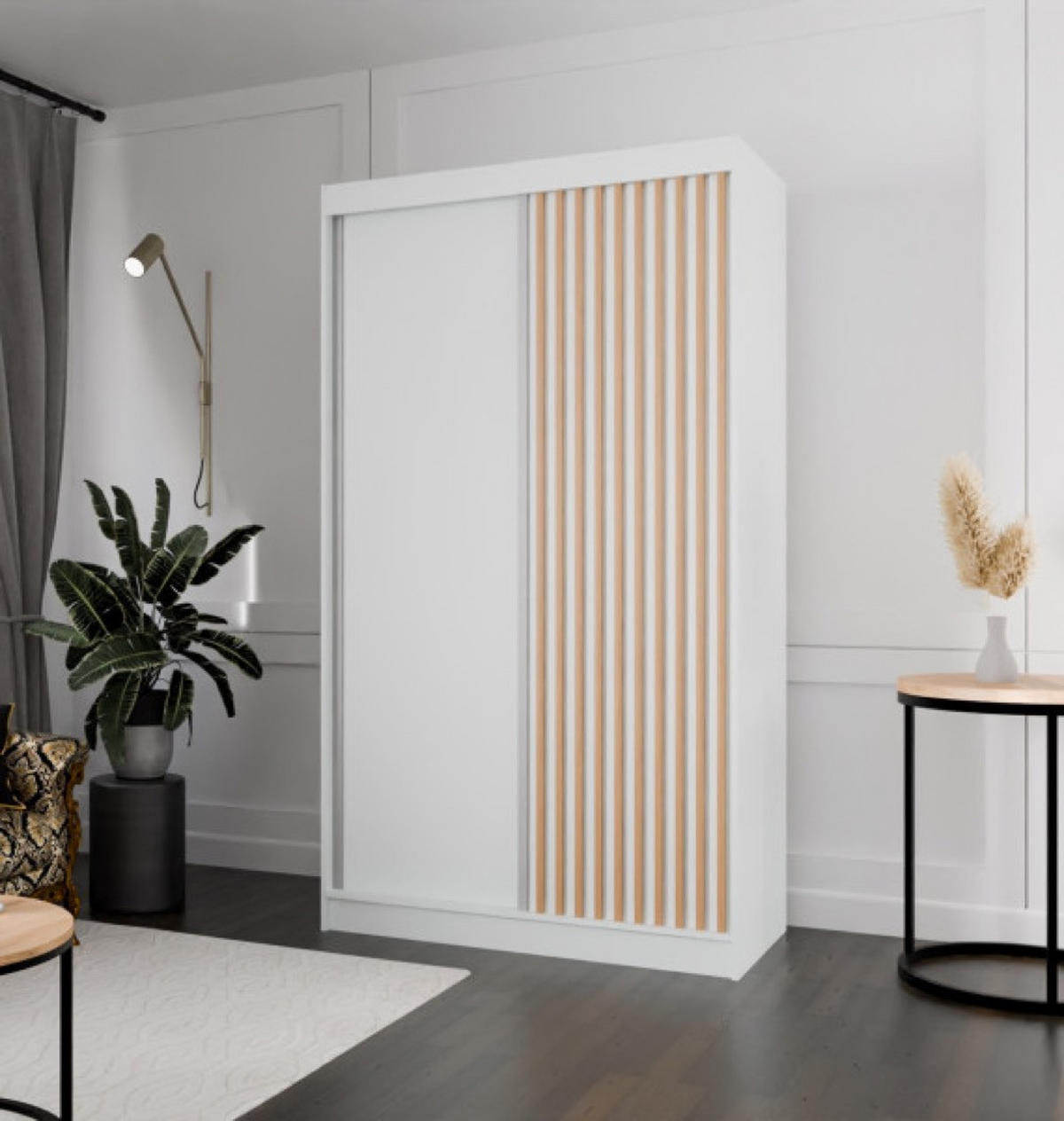 SCHRANK Weiß Craft Gold Lamellen 120 cm Mit Lamellen - Multicolor, Holzwerkstoff (120/215/61cm) - Sepro Meble