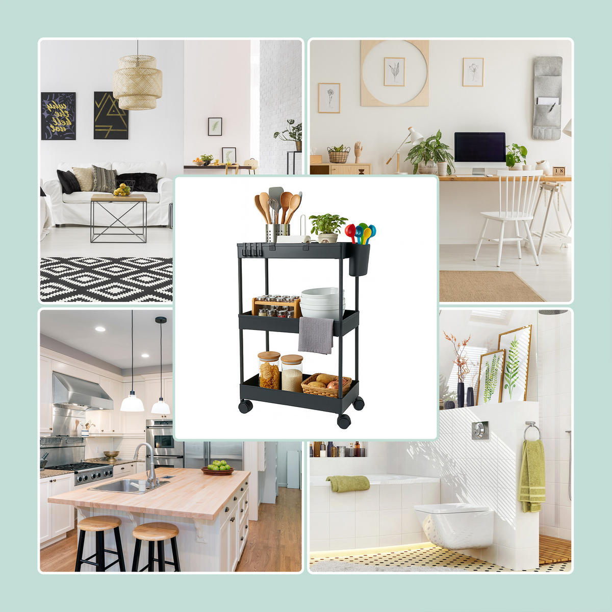 ROLLWAGEN - Schwarz, Kunststoff/Metall (40/62.5/22cm) - Relaxdays