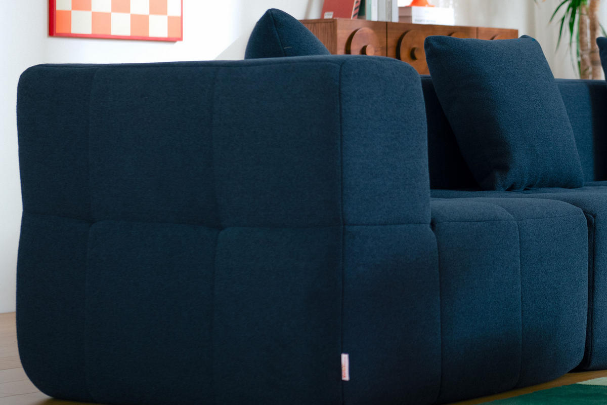 3-SITZER-SOFA Bouclé-Stoff Tiefblau - Blau, Textil (260/73/95cm) - MILYsofa