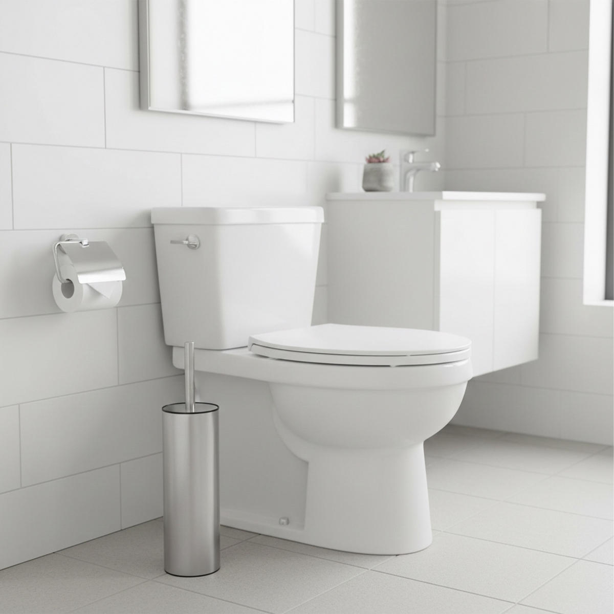 WC-KEFA čistič okrajov - strieborná, kov/plast (9/36.5/9cm) - Relaxdays