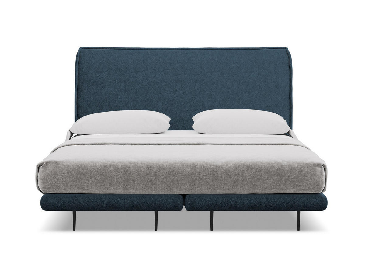 POLSTERBETT Doppelbett mit Matratze Bouclé Stoff Blau - Blau/Schwarz, Textil/Metall (140/200cm) - Makamii