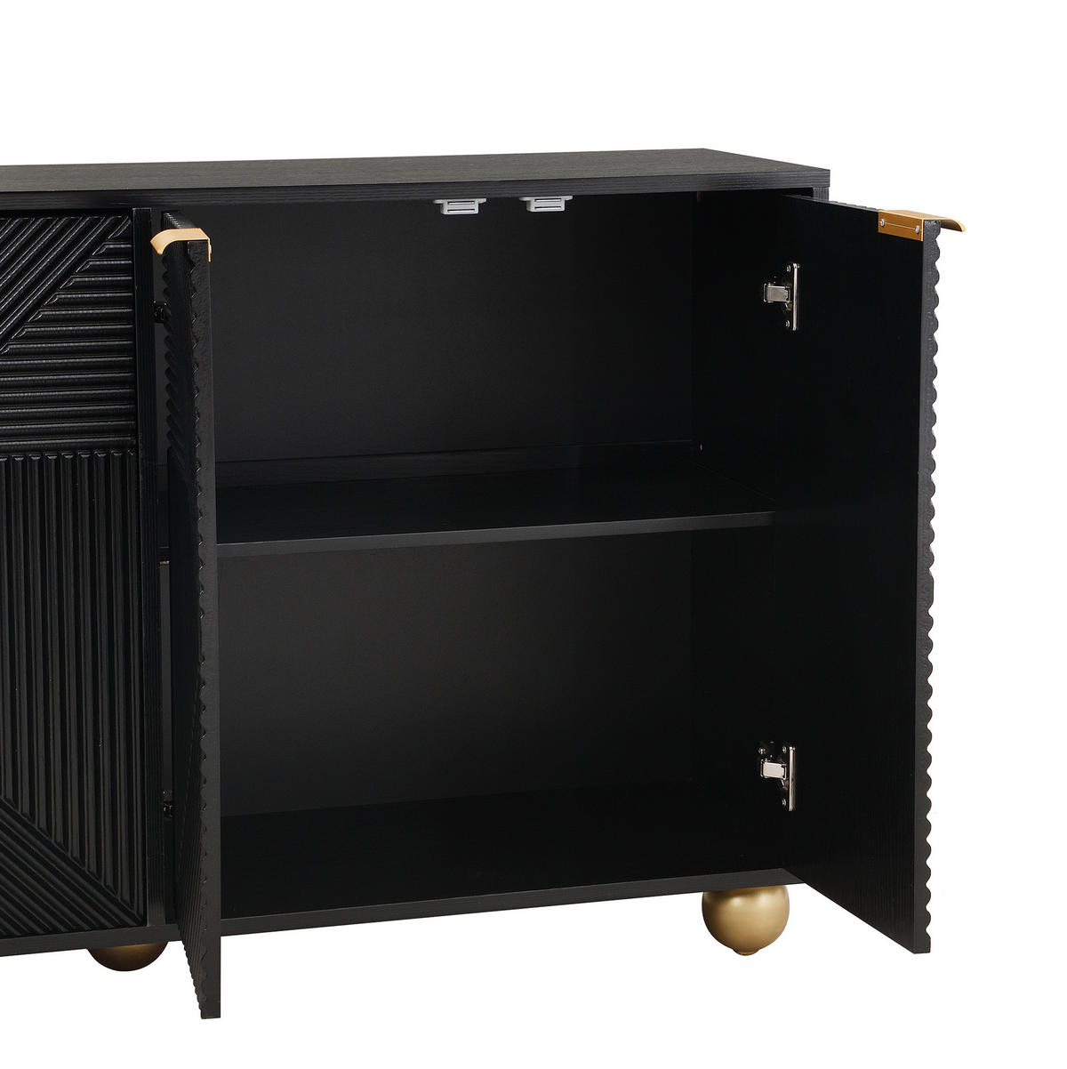 SIDEBOARD 120/35/71,5 cm aus MDF mit 4 gravierten Türen Schwarz - Schwarz, Holzwerkstoff (120/71.5/35cm) - Modenvie