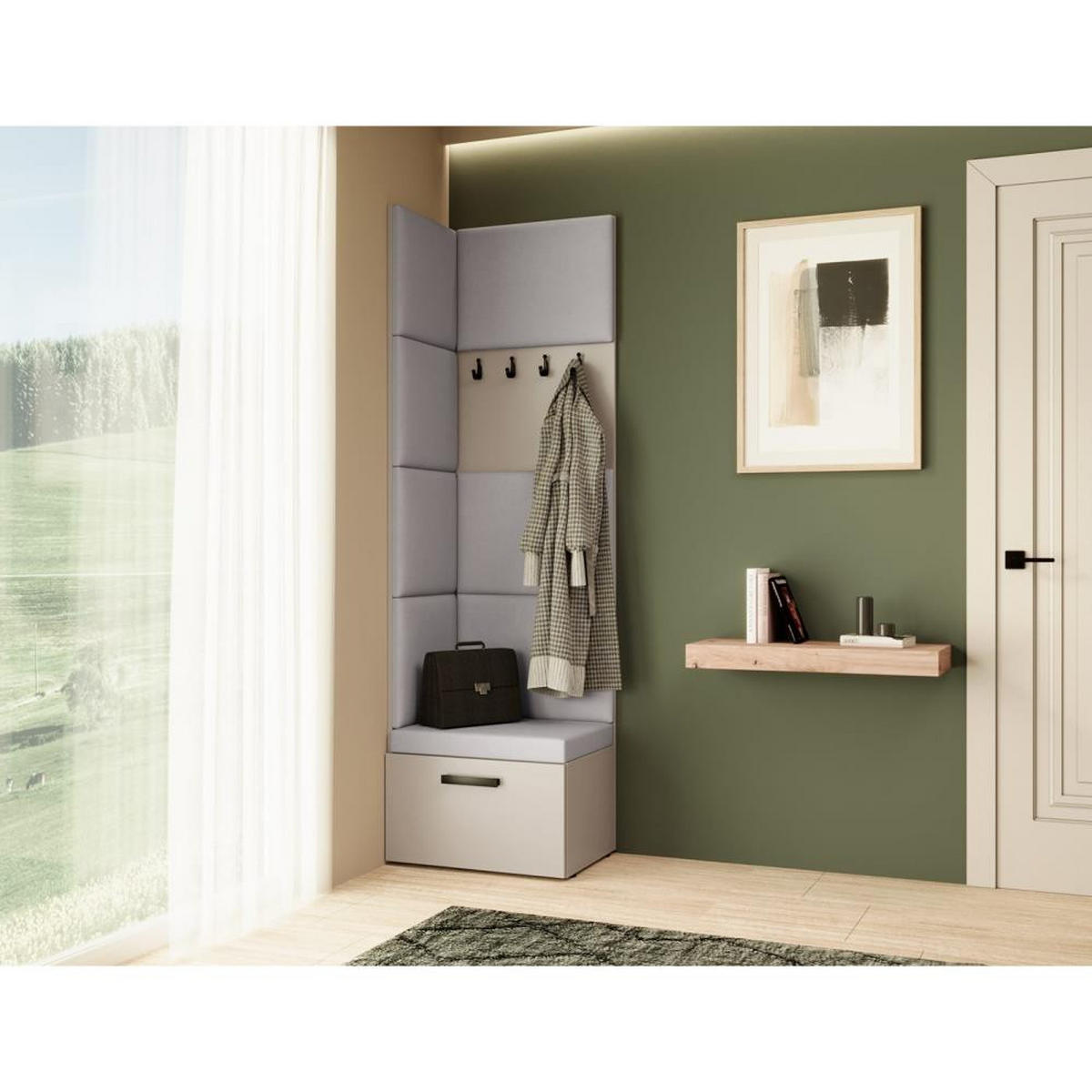 GARDEROBE Margaret V 81/203/43 mit gepolsterten Paneelen - Kaschmir/Schwarz, Holzwerkstoff/Kunststoff (60/206.5/42cm) - Beautysofa