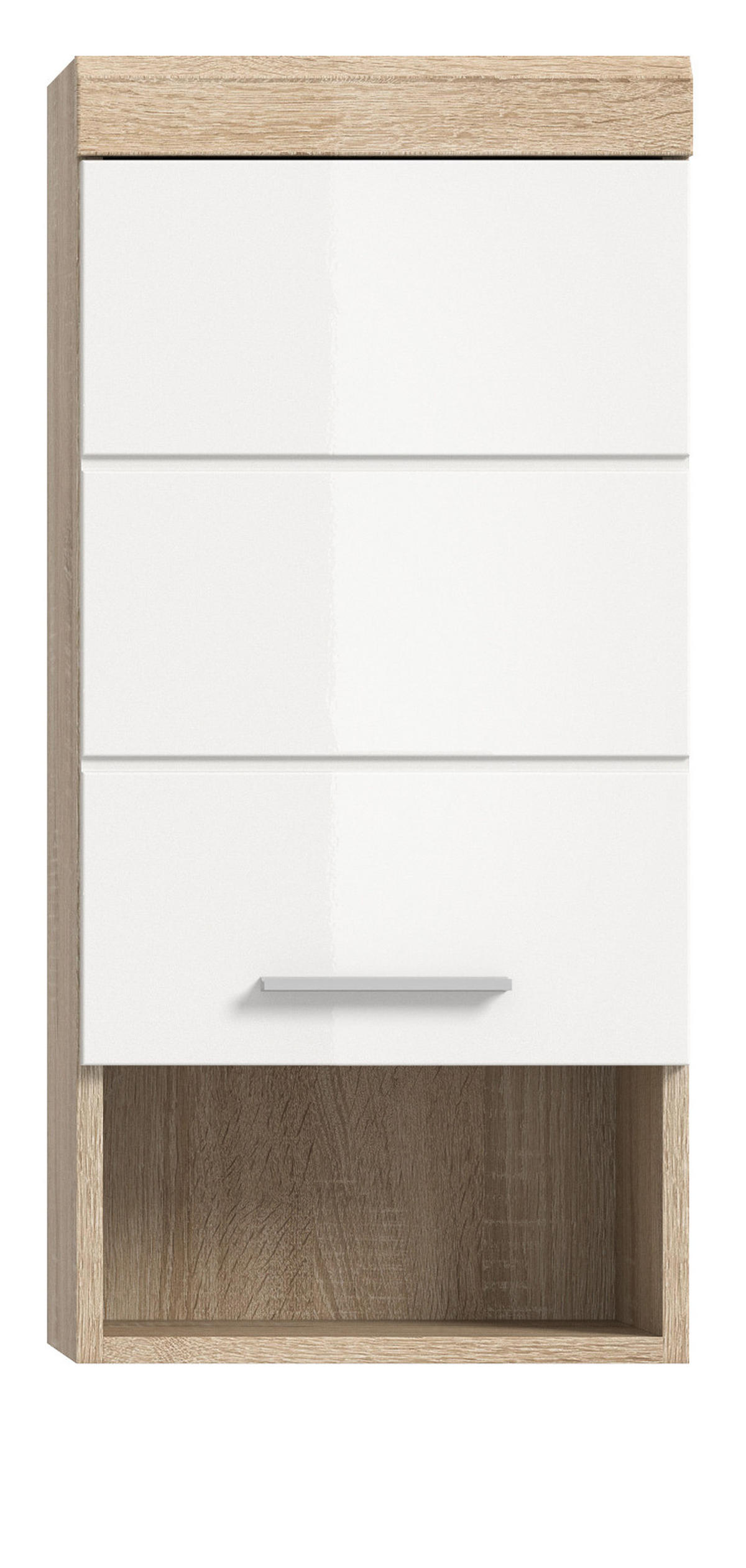 HÄNGESCHRANK weiß Hochglanz, Eiche 37 cm, Badschrank hängend - Weiß Hochglanz/Eichefarben, Holzwerkstoff/Kunststoff (37/79/24cm) - Inn.Furn