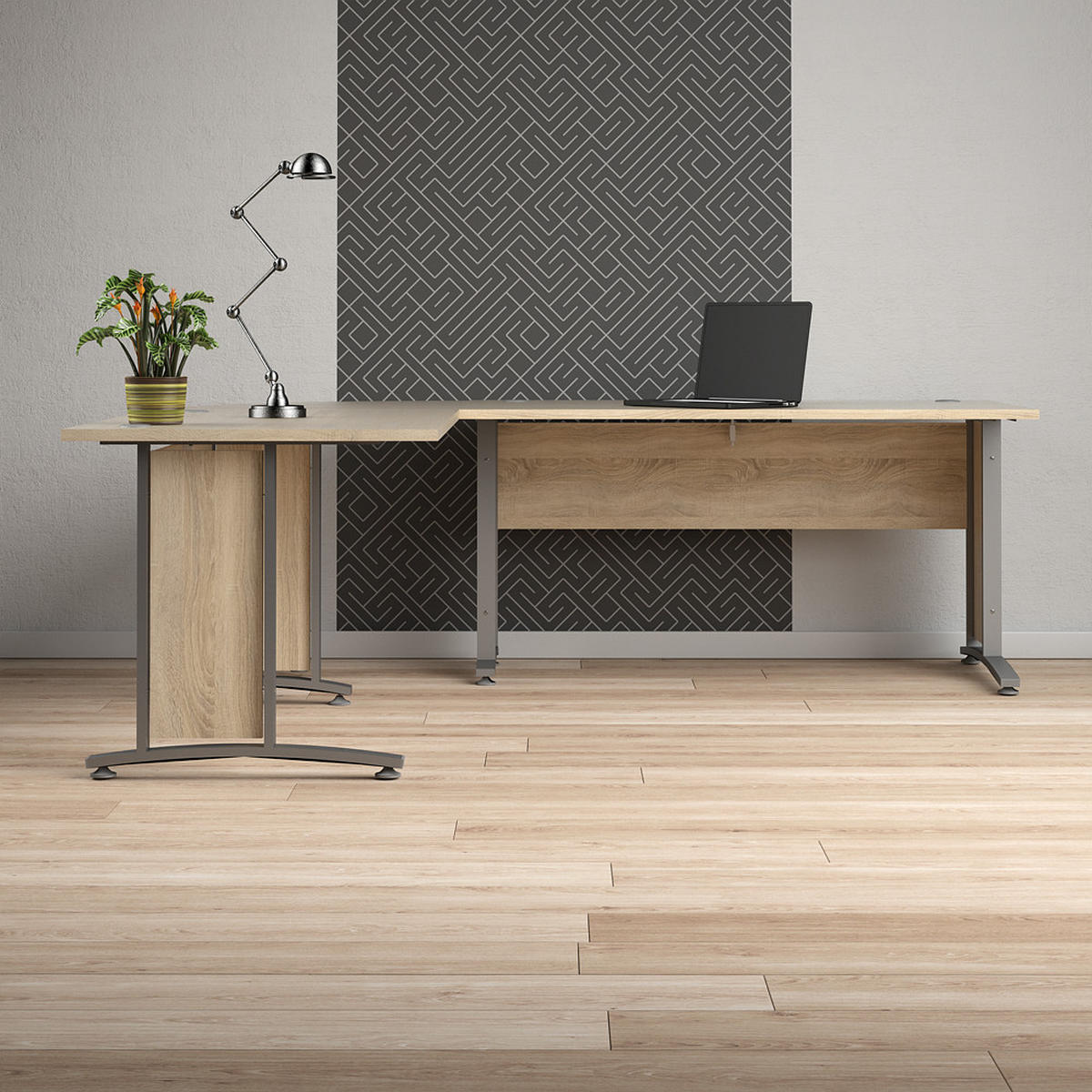 ECKSCHREIBTISCH Eiche Dekor - Eiche Wotan, Holzwerkstoff (230/200/75cm) - ebuy24