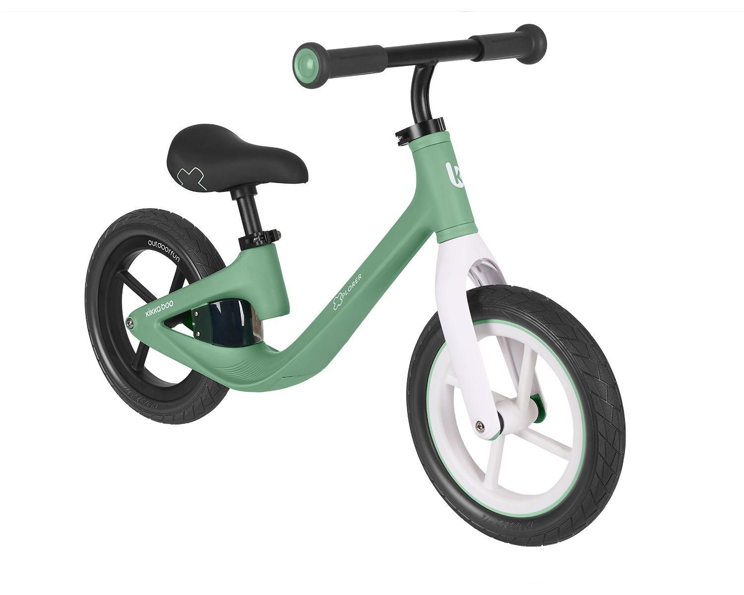 LAUFRAD Xplorer 12 Zoll grün höhenverstellbarer Lenker und Sitz, Griffe - Grün, Metall (87/35/55cm) - Kikka boo