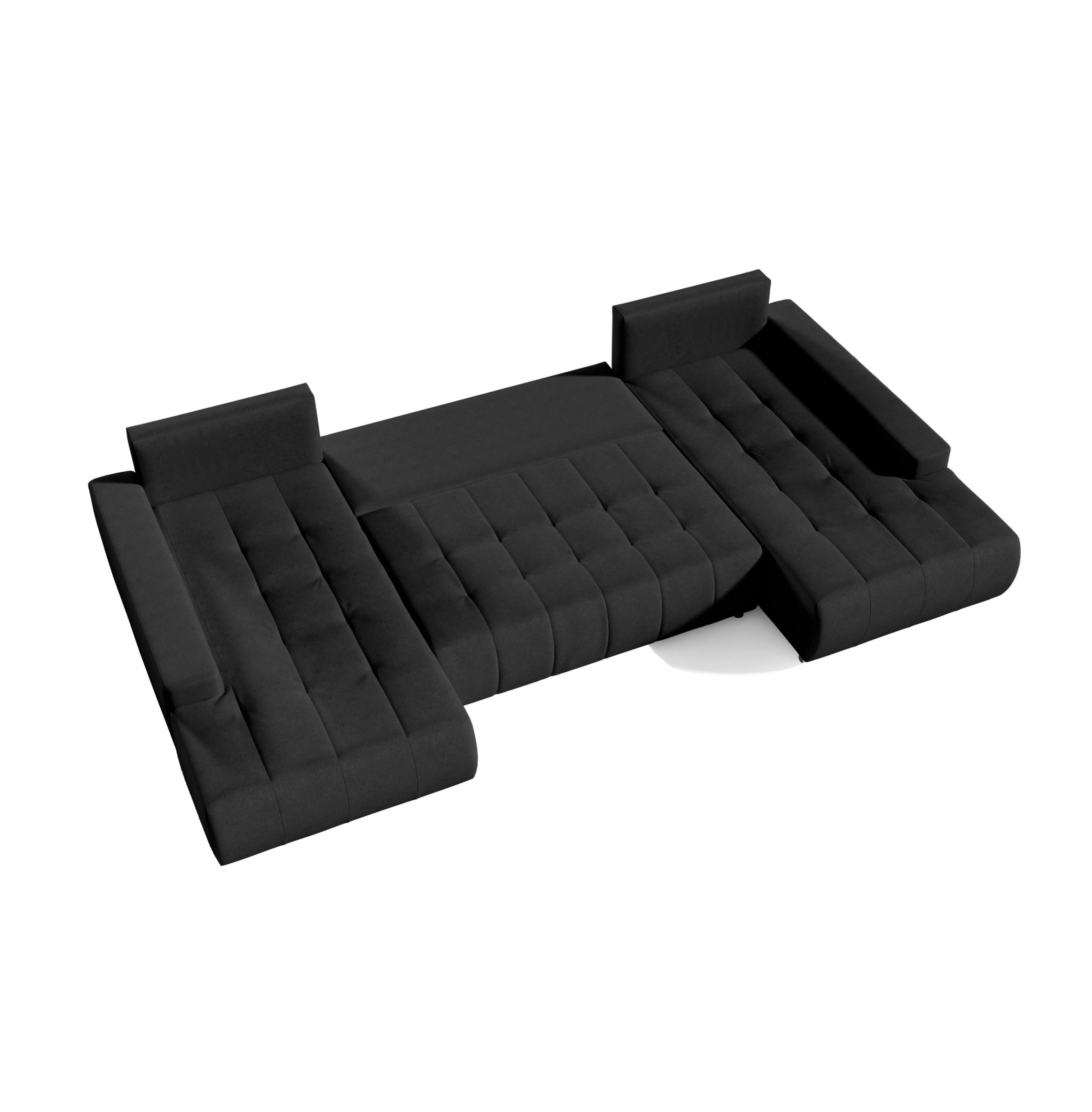 WOHNLANDSCHAFT mit Schlaffunktion Dhaka U, Schwarz - Schwarz, Textil (185/85/350cm) - Fedve