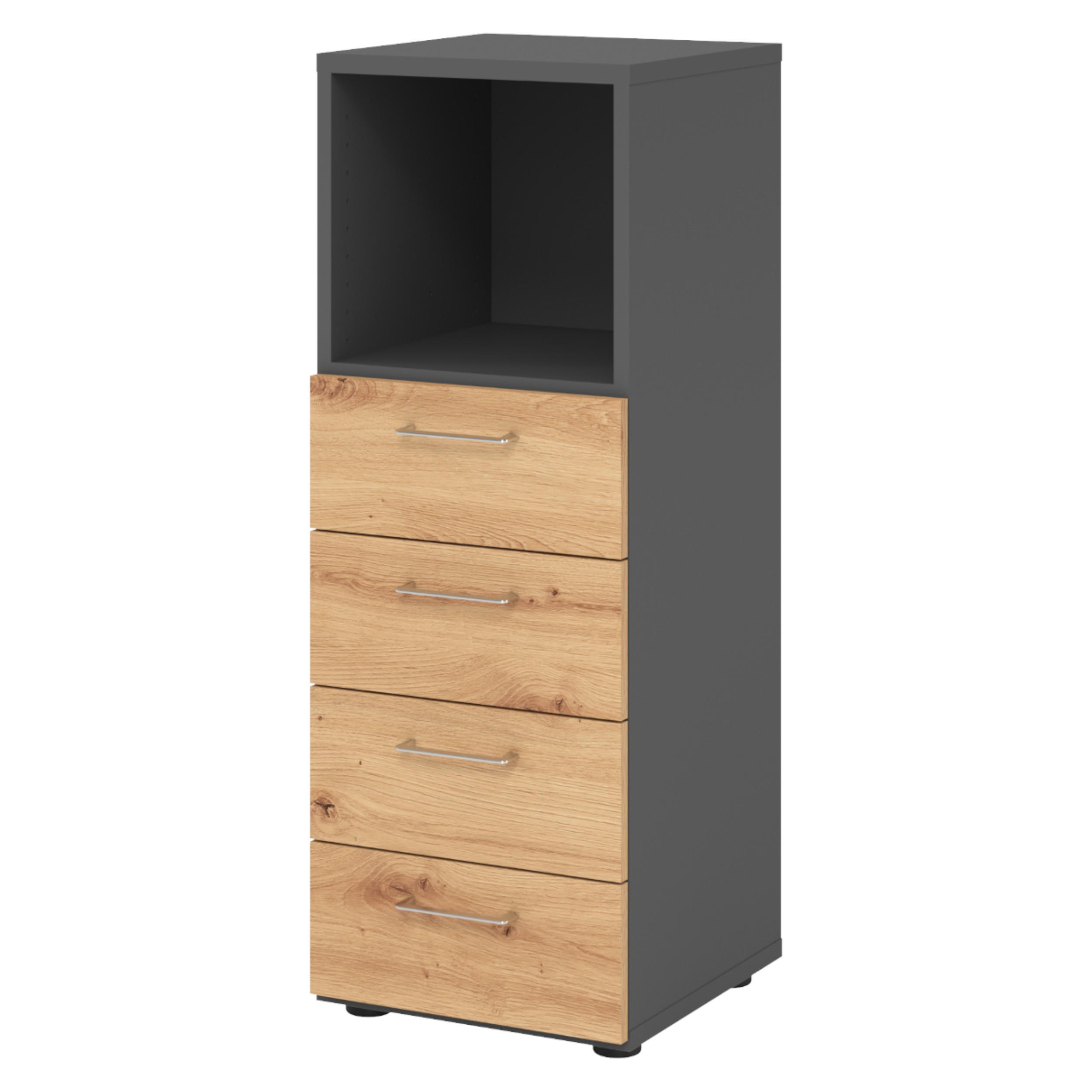 bümö Schubladenschrank Graphit, Wildeiche 40x110x42 cm