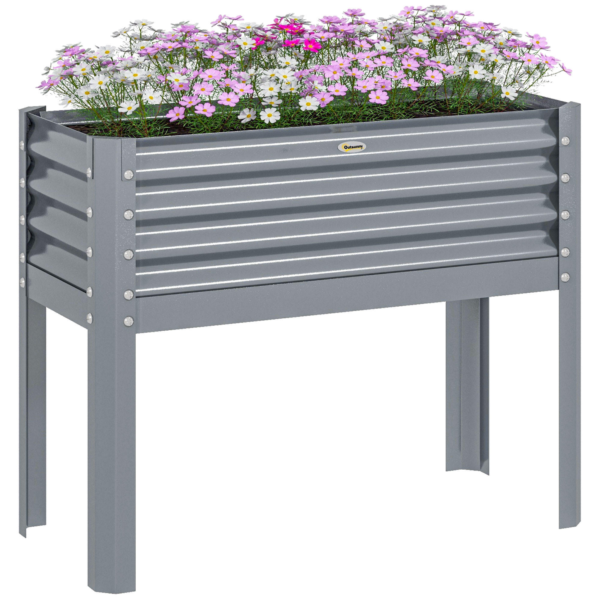 HOCHBEET, Silber, Stahl - Silberfarben, Metall (45/80/100cm) - Outsunny