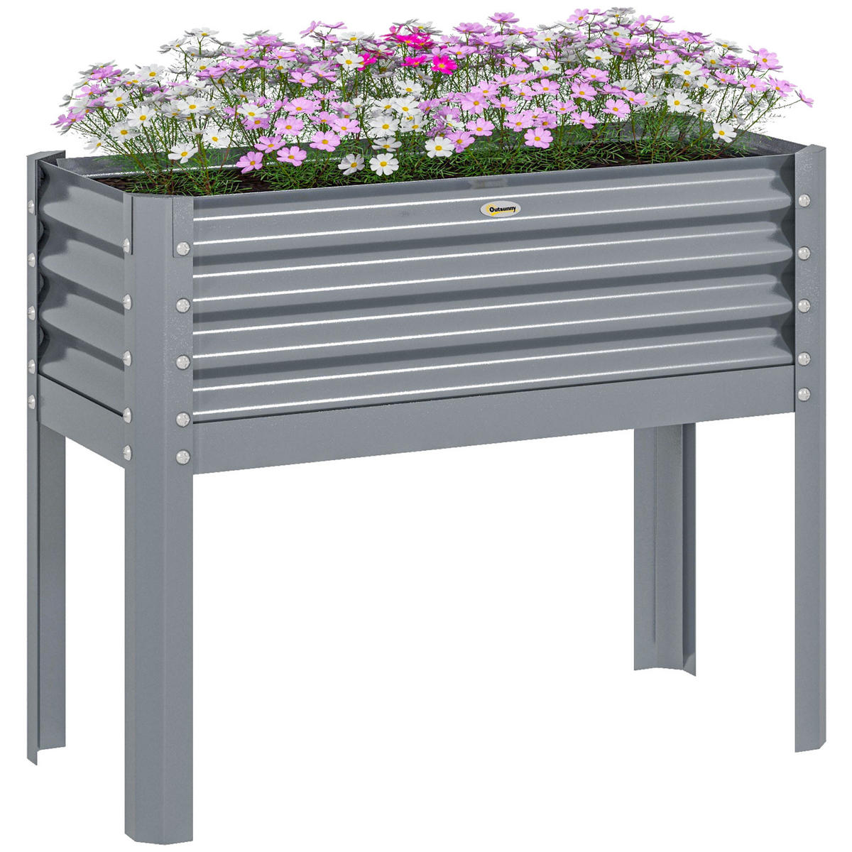 HOCHBEET, Silber, Stahl - Silberfarben, Metall (45/80/100cm) - Outsunny