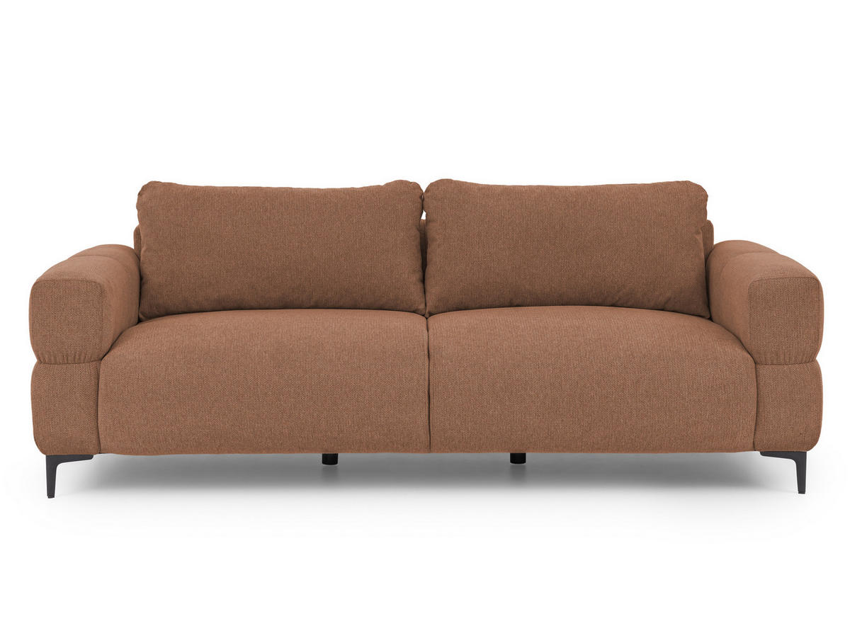 TROJMIESTNA POHOVKA Cardea v bublinkovom vzhľade z mäkkej terakotovej štruktúrovanej látky - čierna/terakotová, kov/drevo (217/80/97cm) - S-Style Möbel